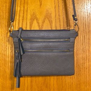 Taupe Zipper Mini Crossbody